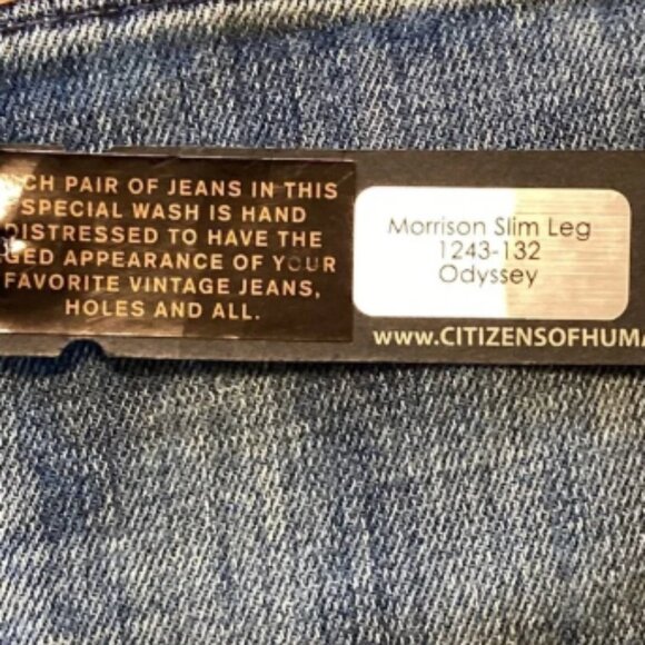 Size 28 Citizens of Humanity Morrison Slim Boot Cut blue jeans Odyssey NWT - Picture 7 of 9